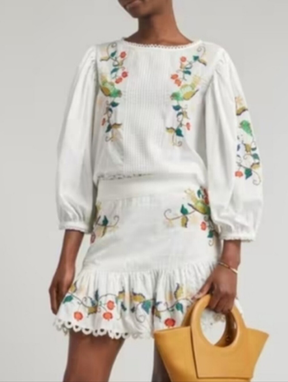 FARM Rio Pitanga Embroidered Blouse In White Multi Color Embroudery Size Large - Picture 3 of 16